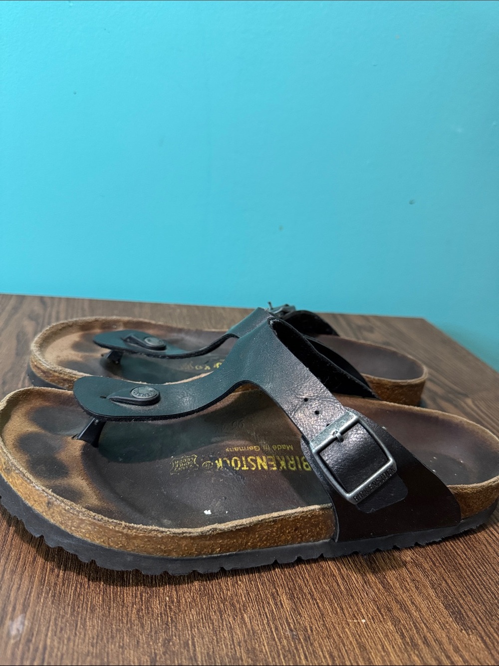 Birkenstock Black Leather Thong Sandals